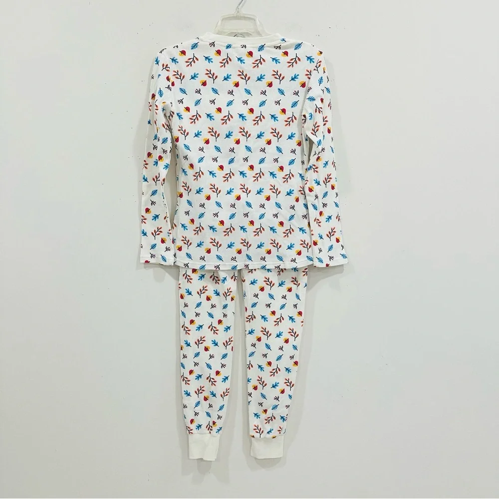 ALDI GEAR Ladies Pajamas Small Fall Edition Waffle‎ Knit white floral